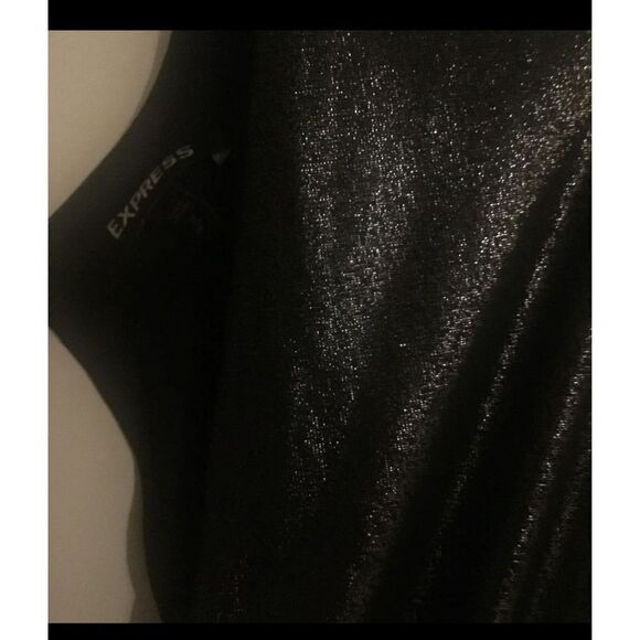 EXPRESS Black & Gold Metallic Shimmer Tie Back Top Sz M - Picture 3 of 5